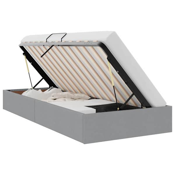 vidaXL Laos voodi ladustamisega Helehall 90 x 190 cm kangas