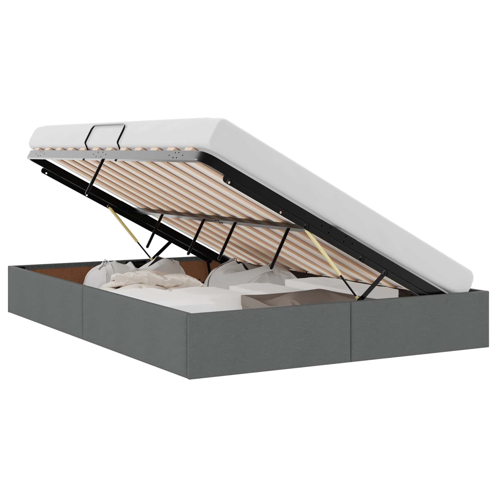 Säilytyssänky patjan kanssa Tumma harmaa 4FT6 Double kangas - Image 3