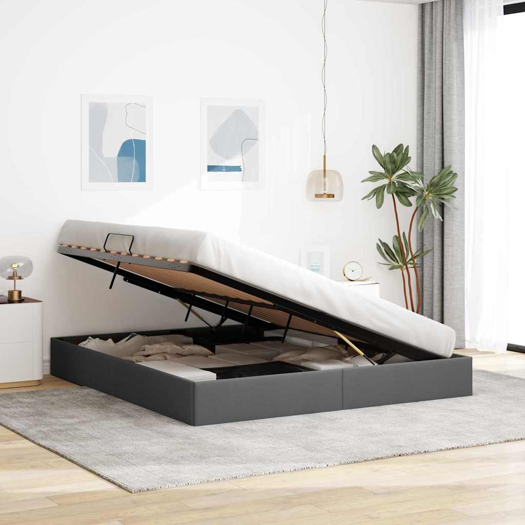 Säilytyssänky päätyllä Tumma harmaa 6FT Super King Size kangas - Image 4