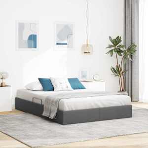 Postel s úložným prostorem Tmavě šedá 153 x 203 cm Textil - obrázek 1