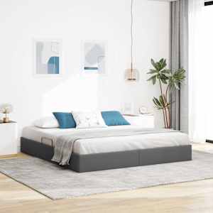Postel s úložným prostorem Tmavě šedá 193 x 203 cm Textil - obrázek 1