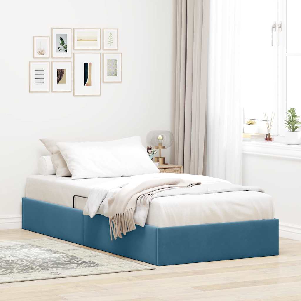 vidaXL Aufbewahrungsbett mit Kopfteil Dunkelblau 90 x 190 cm Samt