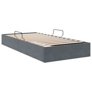 Postel s úložným prostorem Tmavě šedá 100 x 190 cm Samet - obrázek 5
