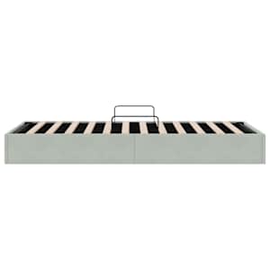 Postel s úložným prostorem Světle šedá 100 x 203 cm Samet - obrázek 8