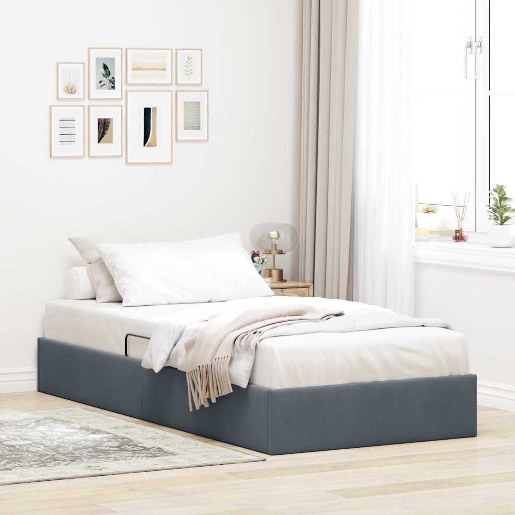 vidaXL Aufbewahrungsbett mit Matratze Dunkelgrau 100 x 203 cm Samt