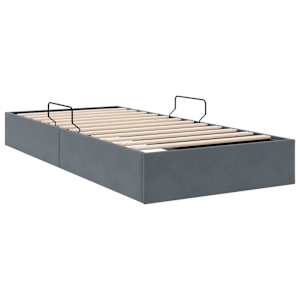 Postel s úložným prostorem Tmavě šedá 100 x 203 cm Samet - obrázek 9