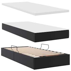 Postel s úložným prostorem a matrací Černá 90 x 200 cm - obrázek 8