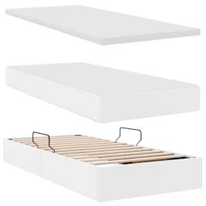 Postel s úložným prostorem a matrací s matrací Bílá 90 x 200 cm - obrázek 8