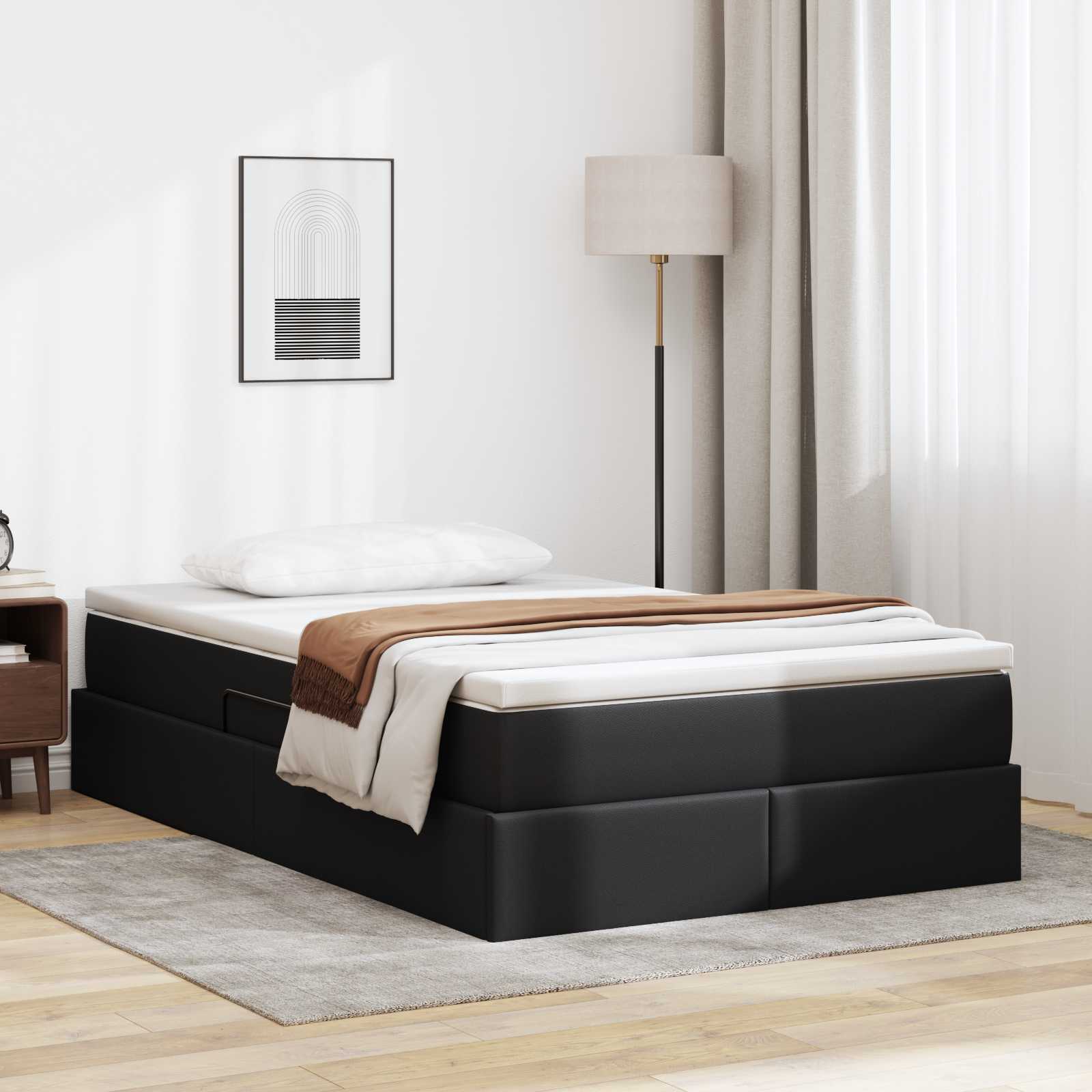vidaXL Pat cu saltea și spațiu de depozitare Negru 120 x 190 cm