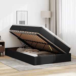 Postel s úložným prostorem a matrací Černá 120 x 190 cm - obrázek 4