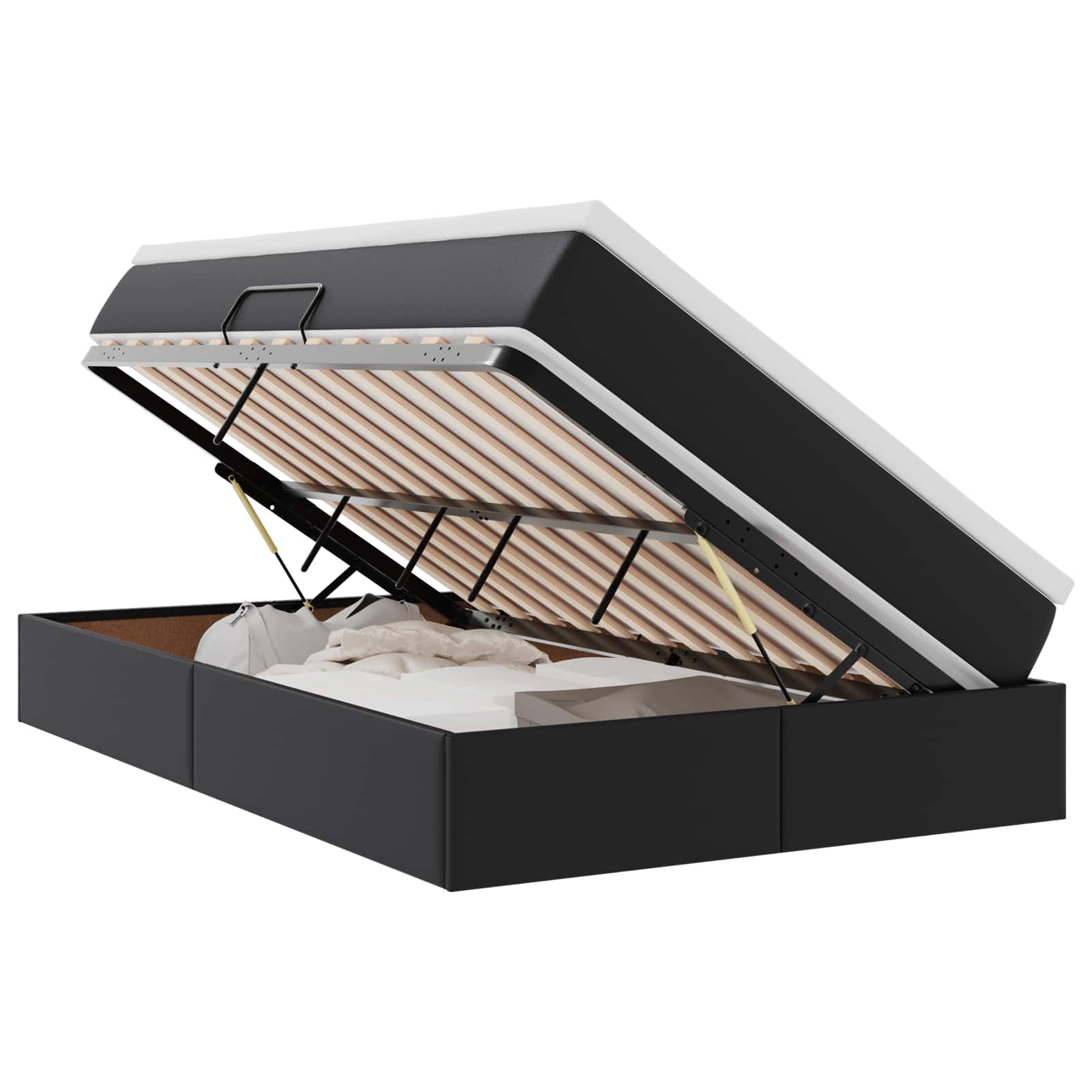 Voodi hoiukohaga ja madratsiga Must 120 x 200 cm Kunstnahk 2 Kõik vajalik sinu aeda ja koju! Voodi hoiukohaga ja madratsiga Must 120 x 200 cm Kunstnahk - Image 2