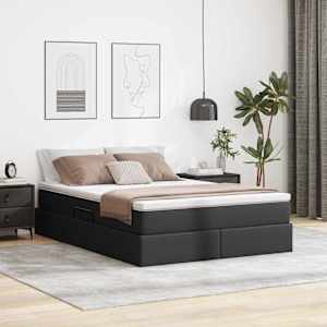 Postelja z dodatnim prostorom za shranjevanje in vzmetnico Črna