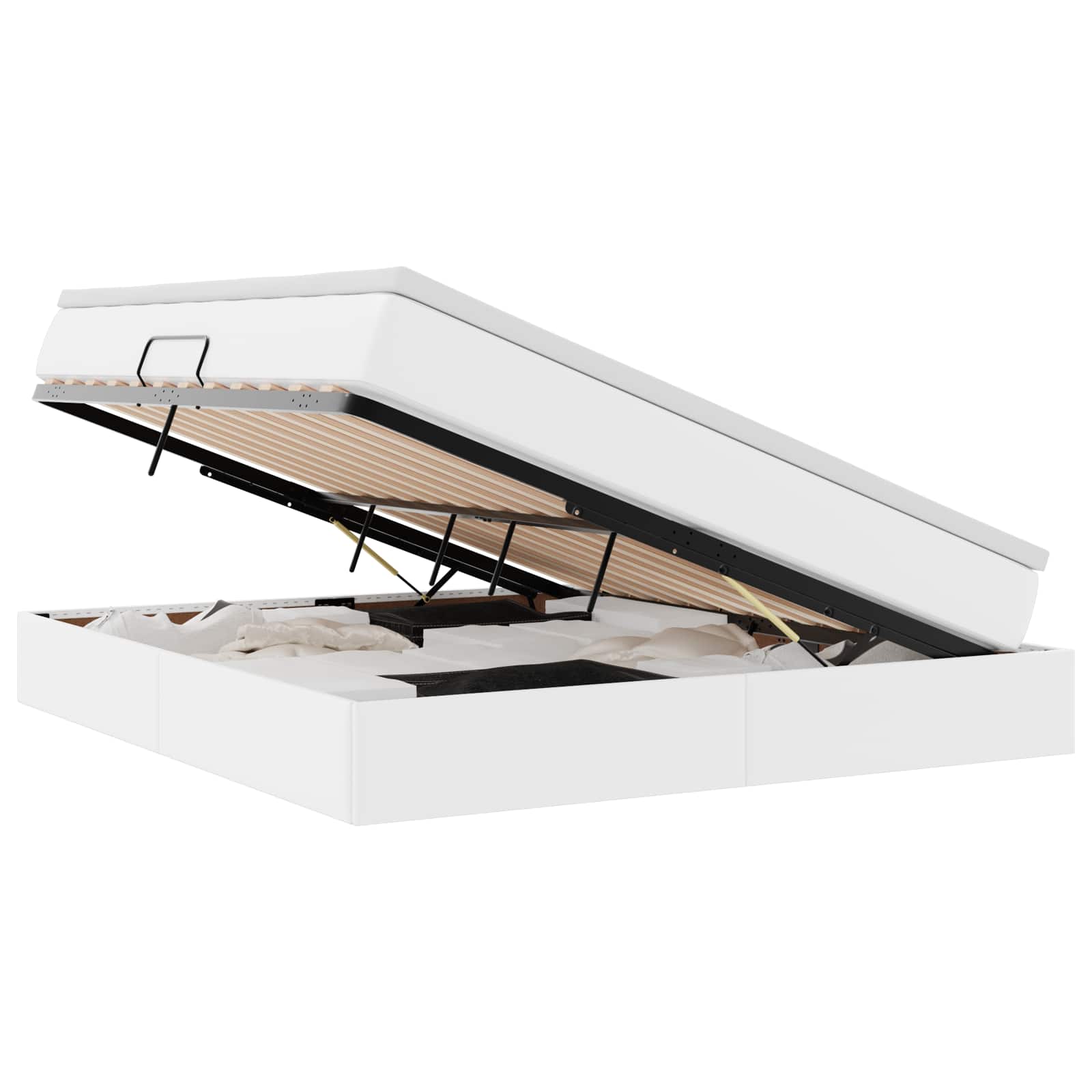 Thumbnail - vidaXL Aufbewahrungsbett mit Matratze Weiß 160 x 200 cm Kunstleder