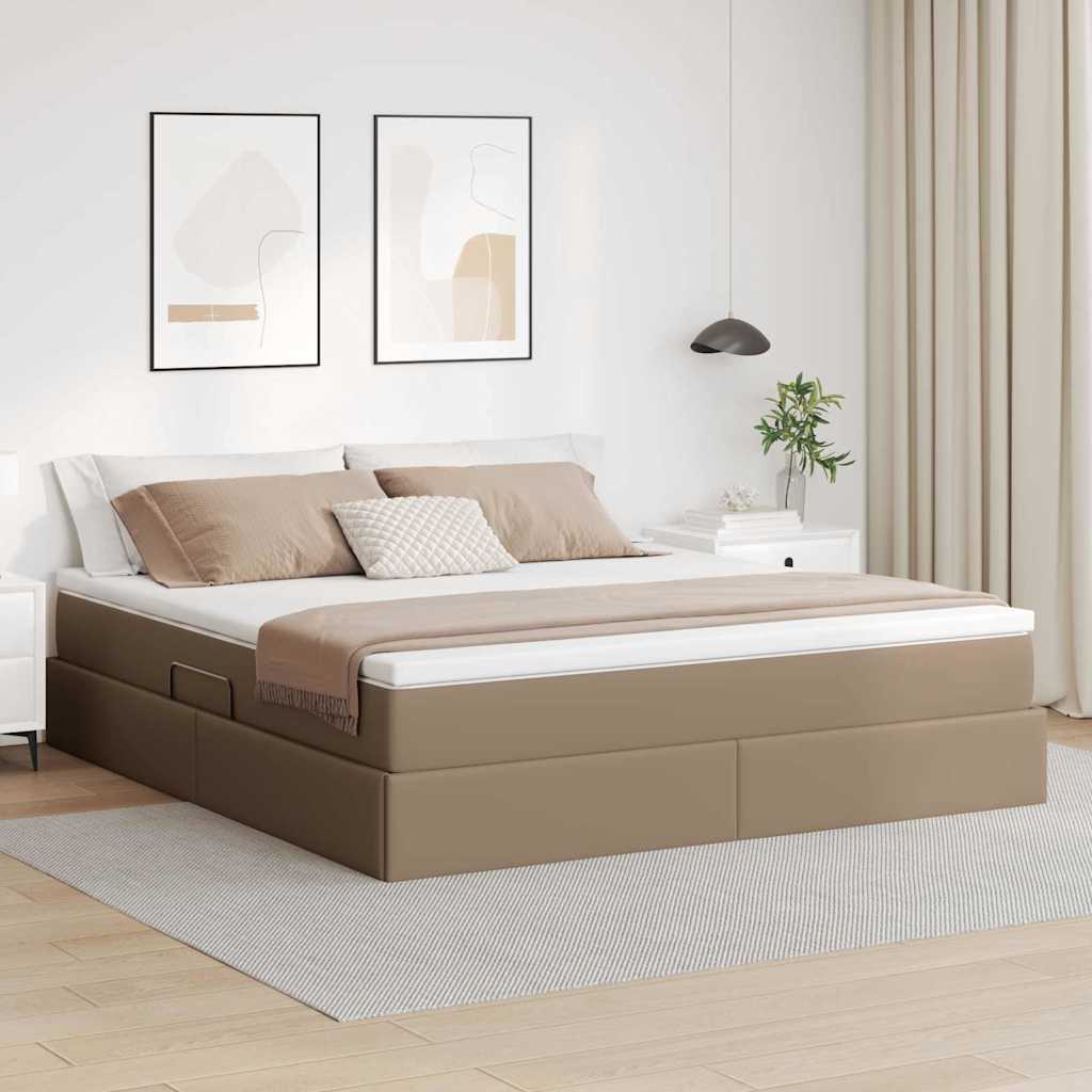 Postel s úložným prostorem a matrací Cappuccino 180 x 200 cm