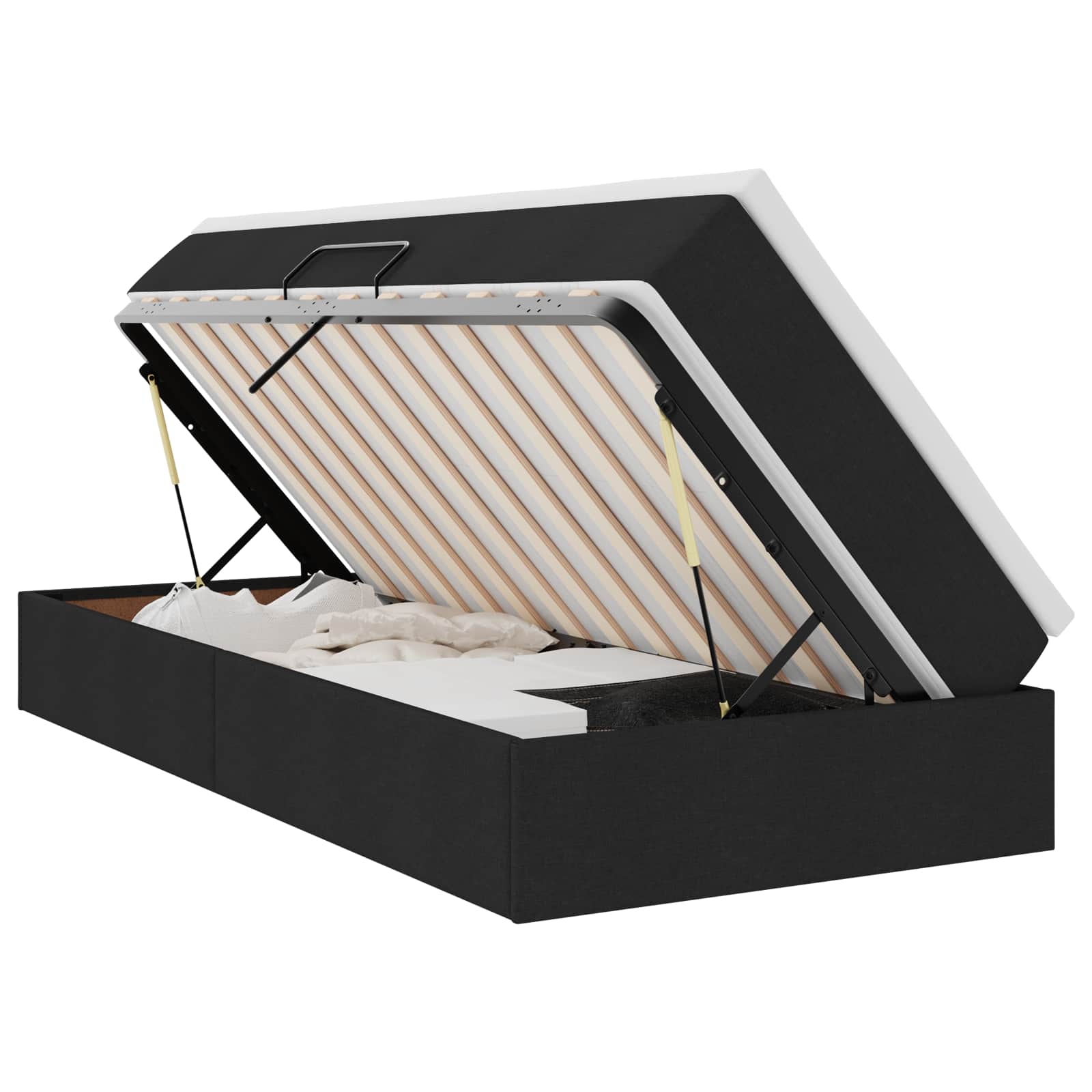 Thumbnail - vidaXL Aufbewahrungsbett mit Matratze Schwarz 90 x 190 cm Polyester