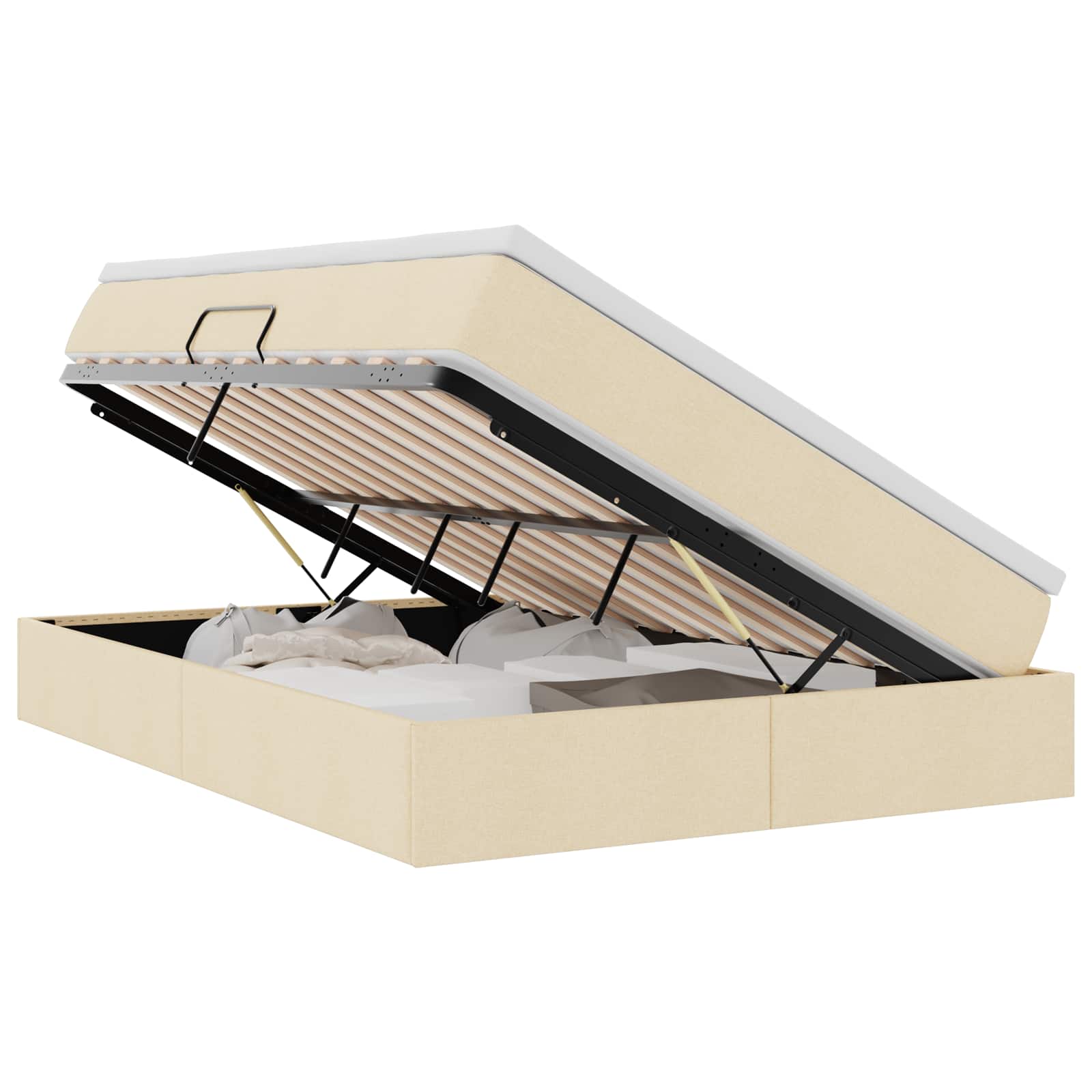 Voodi hoiukohaga ja madratsiga cream 140 x 200 cm Polüester 2 Kõik vajalik sinu aeda ja koju! Voodi hoiukohaga ja madratsiga cream 140 x 200 cm Polüester - Image 2