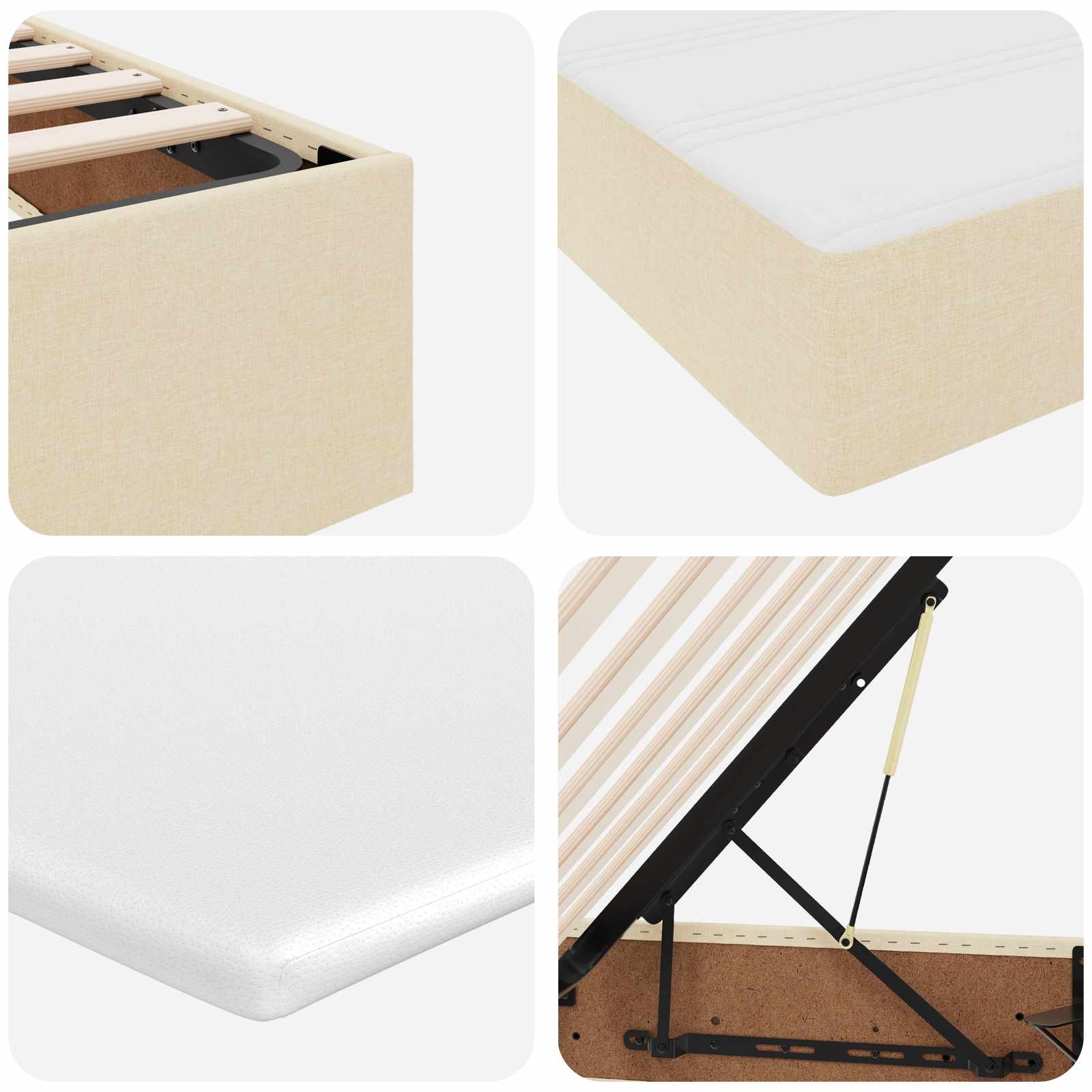 Voodi hoiukohaga ja madratsiga cream 160 x 200 cm Polüester 11 Kõik vajalik sinu aeda ja koju! Voodi hoiukohaga ja madratsiga cream 160 x 200 cm Polüester - Image 11