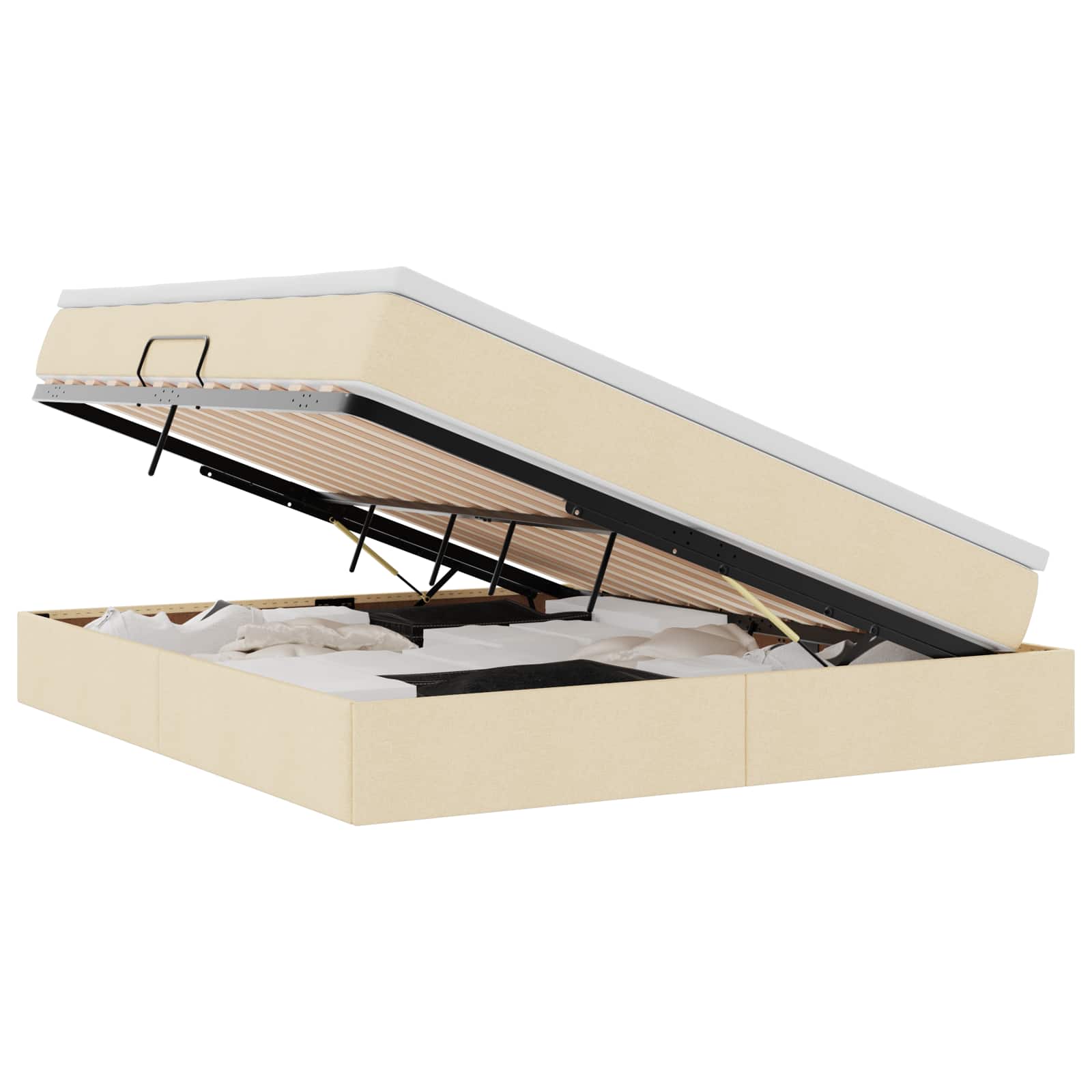 Voodi hoiukohaga ja madratsiga cream 160 x 200 cm Polüester 2 Kõik vajalik sinu aeda ja koju! Voodi hoiukohaga ja madratsiga cream 160 x 200 cm Polüester - Image 2