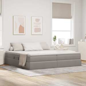 Postel s úložným prostorem a matrací Taupe 200 x 200 cm - obrázek 1