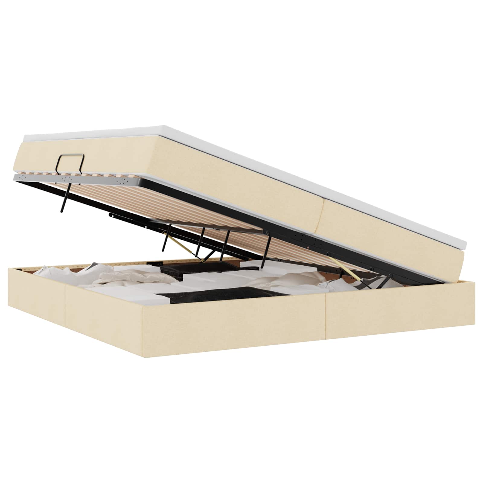 Thumbnail - vidaXL Aufbewahrungsbett mit Matratze Creme 200 x 200 cm Polyester