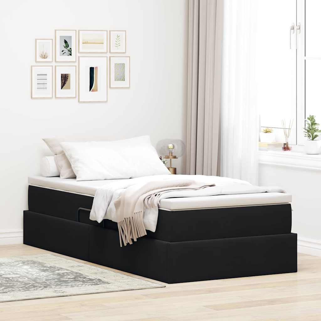 vidaXL Pat cu saltea și spațiu de depozitare Negru 90 x 200 cm Catifea