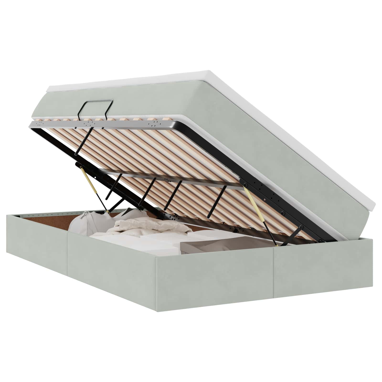 Voodi hoiukohaga ja madratsiga Helehall 120 x 200 cm Samet 2 Kõik vajalik sinu aeda ja koju! Voodi hoiukohaga ja madratsiga Helehall 120 x 200 cm Samet - Image 2