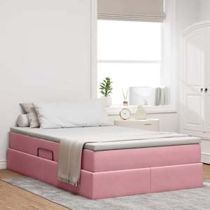 Postelja z dodatnim prostorom za shranjevanje in vzmetnico Roza