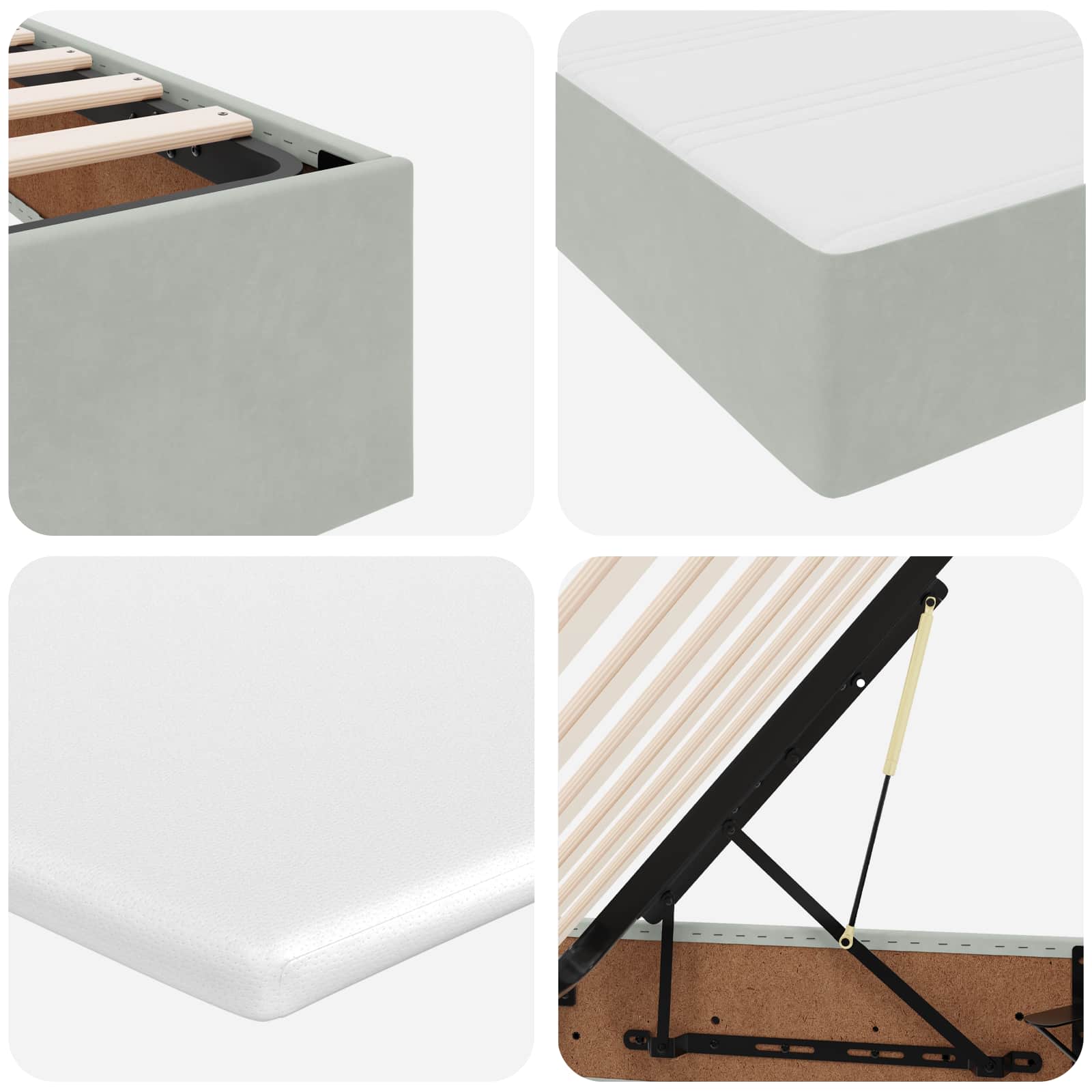 Voodi hoiukohaga ja madratsiga Helehall 140 x 190 cm Samet 11 Kõik vajalik sinu aeda ja koju! Voodi hoiukohaga ja madratsiga Helehall 140 x 190 cm Samet - Image 11