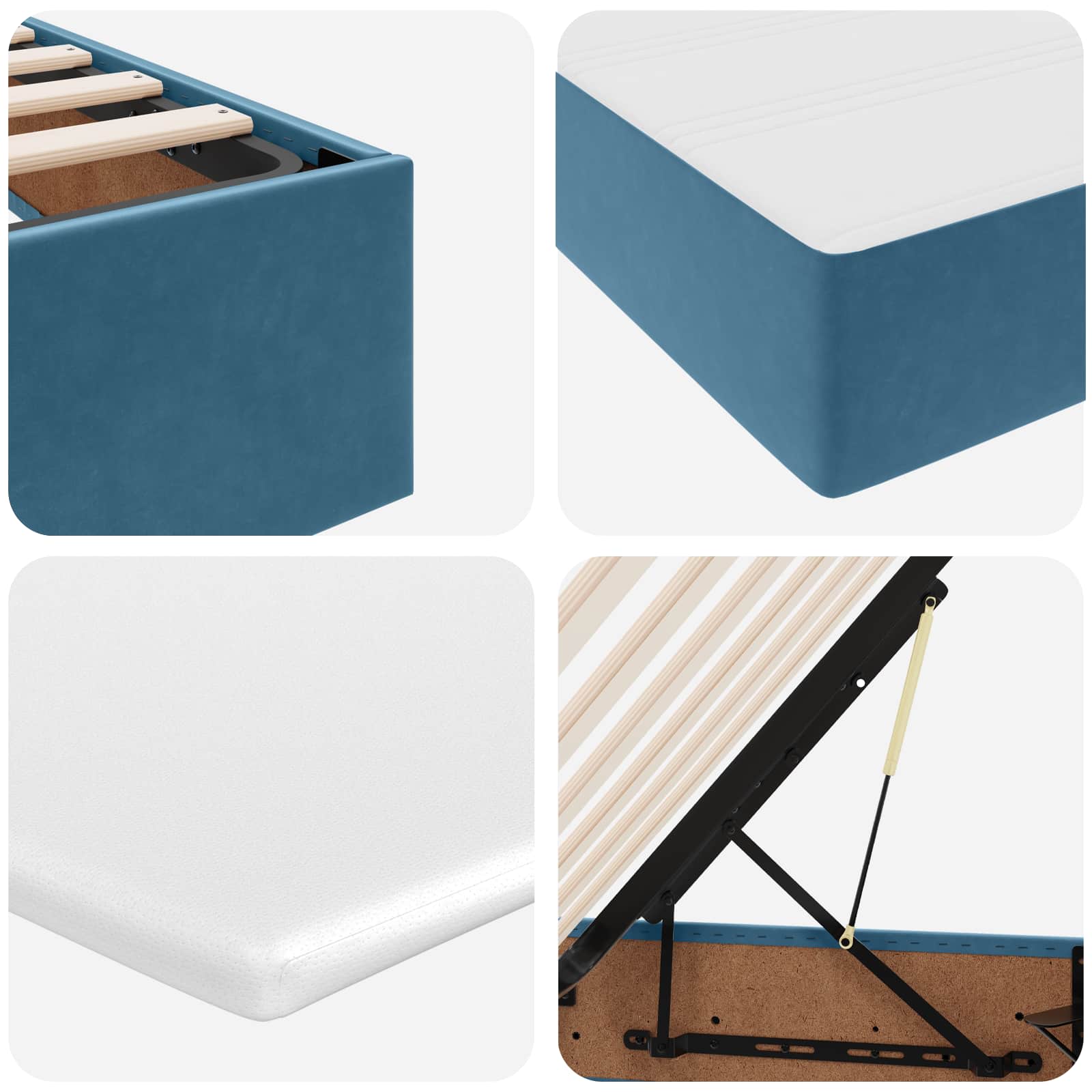 Voodi hoiukohaga ja madratsiga Tumesinine 140 x 200 cm Samet 11 Kõik vajalik sinu aeda ja koju! Voodi hoiukohaga ja madratsiga Tumesinine 140 x 200 cm Samet - Image 11