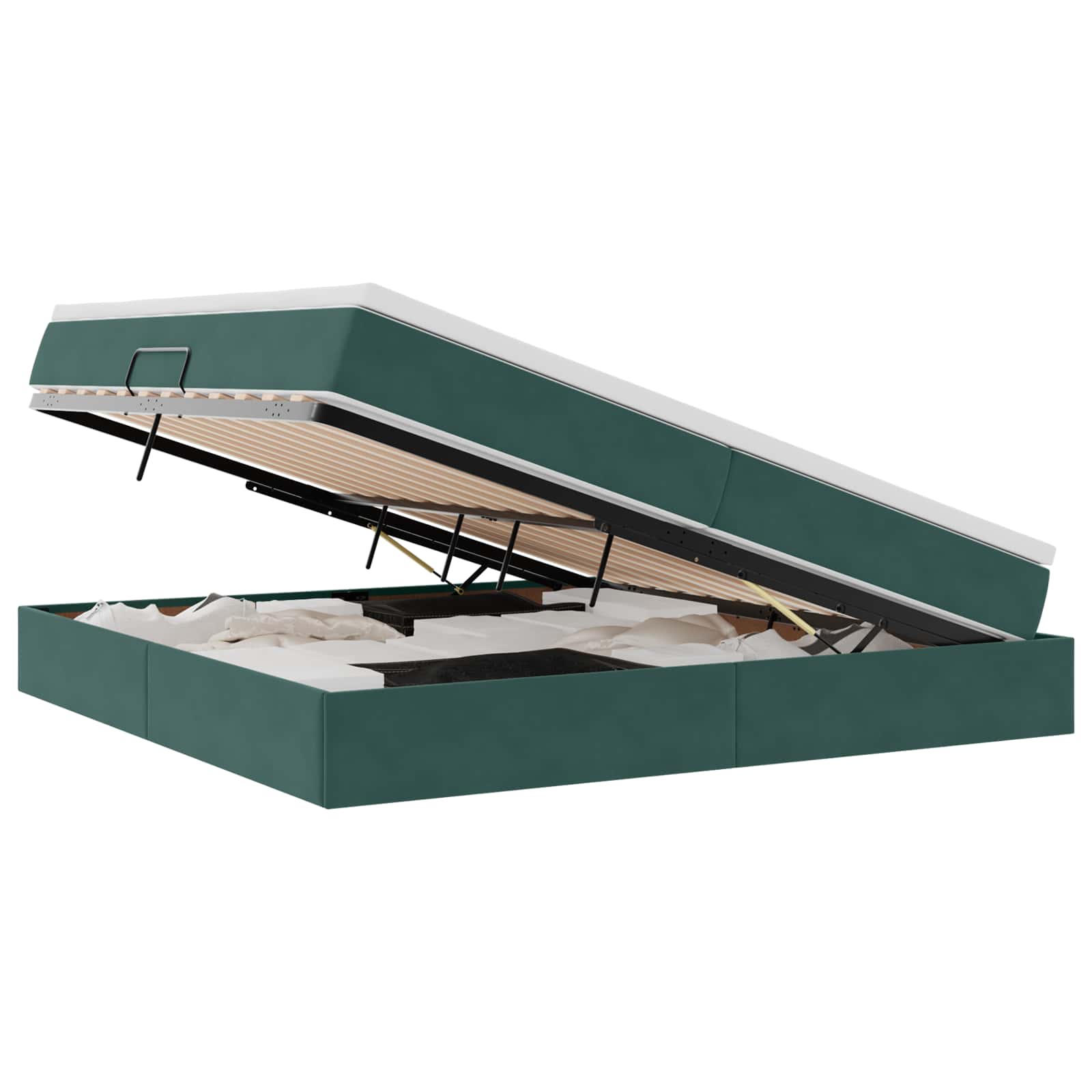 vidaXL Opbergbed met matras Donkergroen 200 x 200 cm Fluweel groen, foto 3