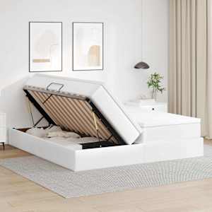 Postel s úložným prostorem a matrací Bílá 180 x 200 cm - obrázek 4