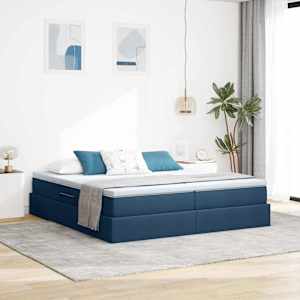 Postel s úložným prostorem a matrací Modrá 200 x 200 cm - obrázek 1