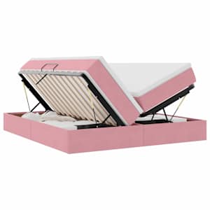 vidaXL Voodi hoiukohaga ja madratsiga Roosa 180 x 200 cm Samet
