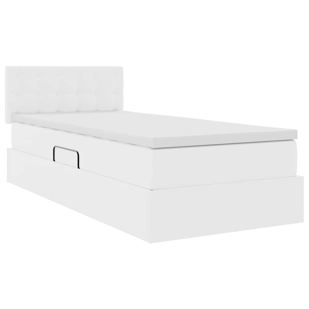 Postelja z dodatnim prostorom za shranjevanje in vzmetnico Bela - slika 5