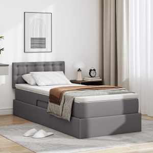 Postelja z dodatnim prostorom za shranjevanje in vzmetnico Siva