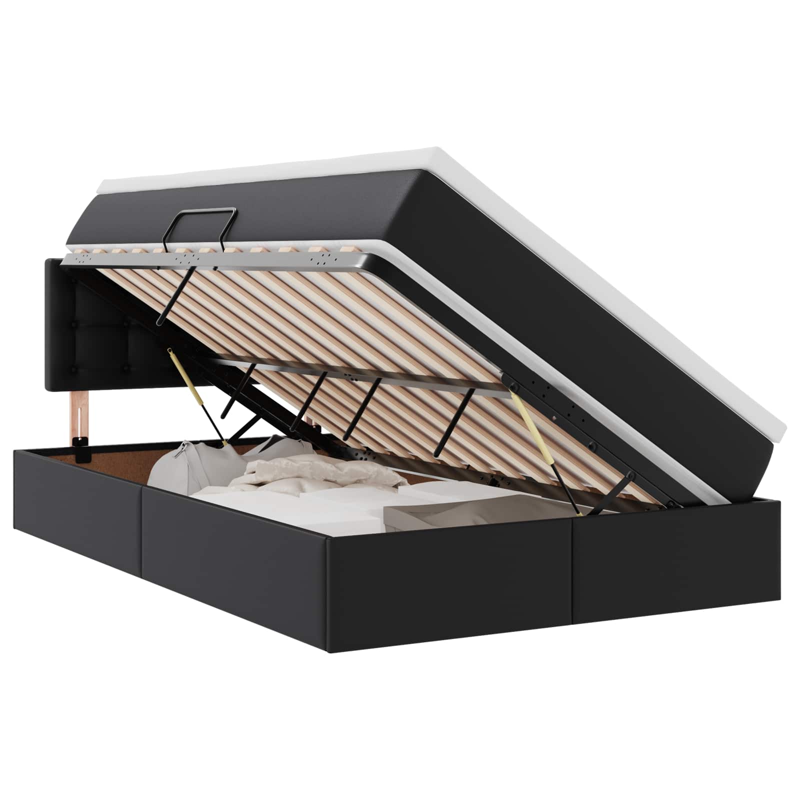 Laos voodi madratsiga peaga Must 120 x 190 cm Kunstnahk 2 Kõik vajalik sinu aeda ja koju! Laos voodi madratsiga peaga Must 120 x 190 cm Kunstnahk - Image 2