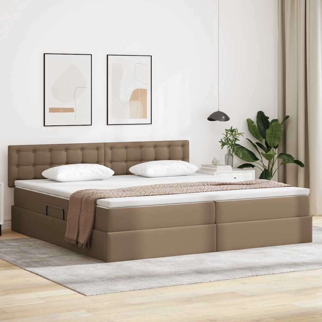 vidaXL Pat cu saltea și spațiu de depozitare Cappuccino 200 x 200 cm
