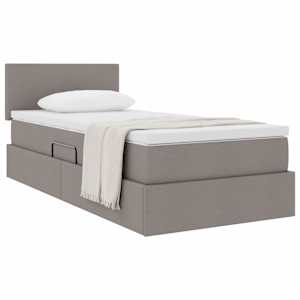 Postel s úložným prostorem a matrací s čelo Taupe 90 x 190 cm - obrázek 3