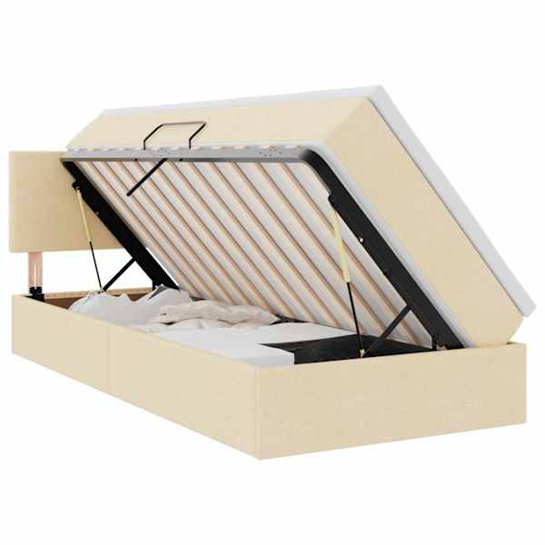 vidaXL Voodi hoiukohaga ja madratsiga peaga Kreem 90 x 190 cm Samet