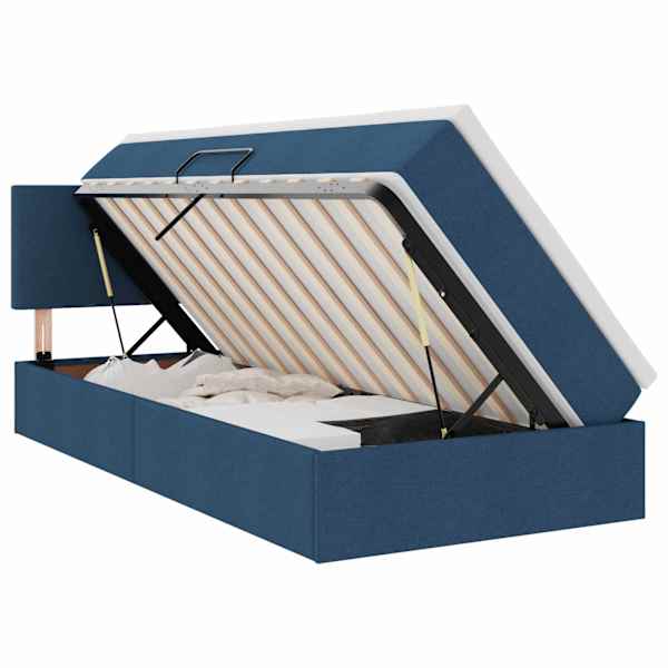 vidaXL Voodi hoiukohaga ja madratsiga peaga Sinine 90 x 190 cm Samet