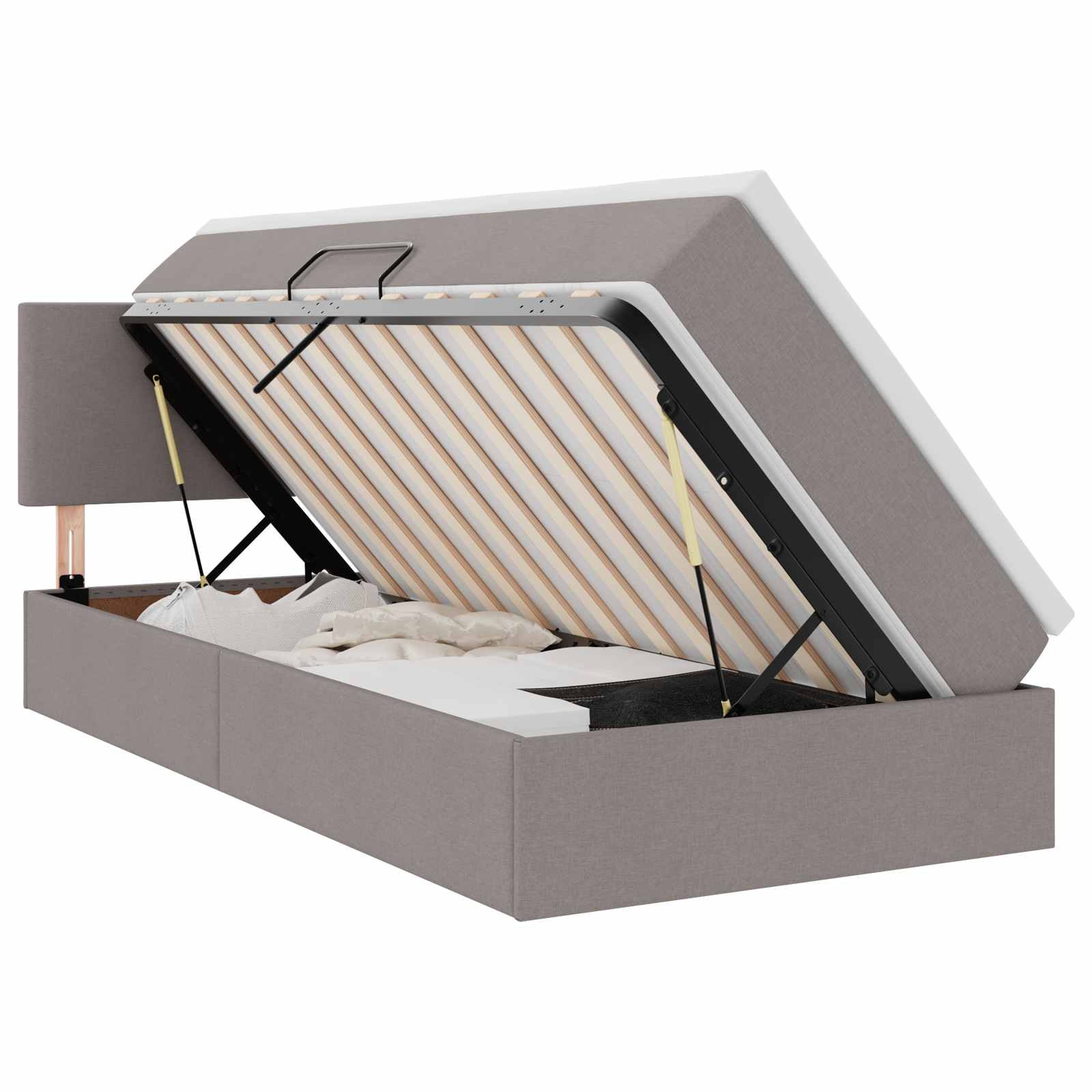 vidaXL Opslag bed met matras Taupe 100 x 200 cm fluweel, foto 3