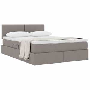 Postel s úložným prostorem a matrací s čelo Taupe 140 x 200 cm - obrázek 3