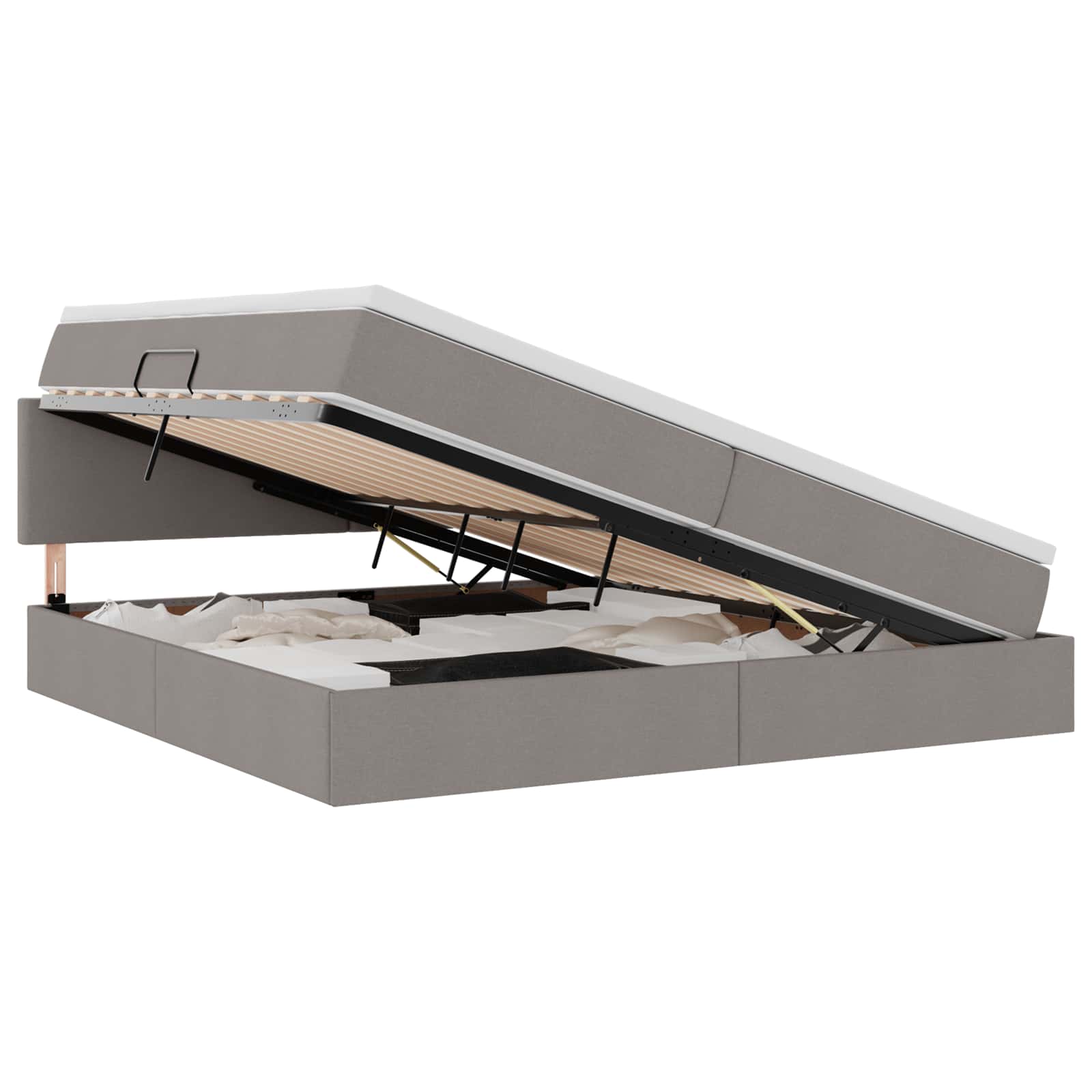 vidaXL Opbergbed met matras met hoofdeinde Taupe 200 x 200 cm fluweel, foto 3