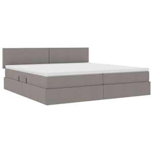 Postel s úložným prostorem a matrací s čelo Taupe 200 x 200 cm - obrázek 5