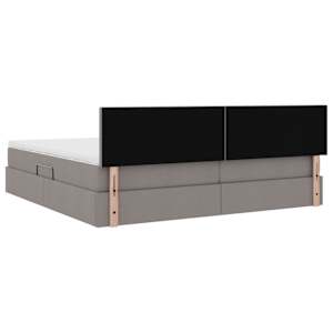 Postel s úložným prostorem a matrací s čelo Taupe 200 x 200 cm - obrázek 10