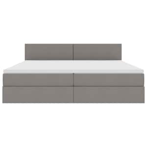 Postel s úložným prostorem a matrací s čelo Taupe 200 x 200 cm - obrázek 6