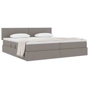 Postel s úložným prostorem a matrací s čelo Taupe 200 x 200 cm - obrázek 3