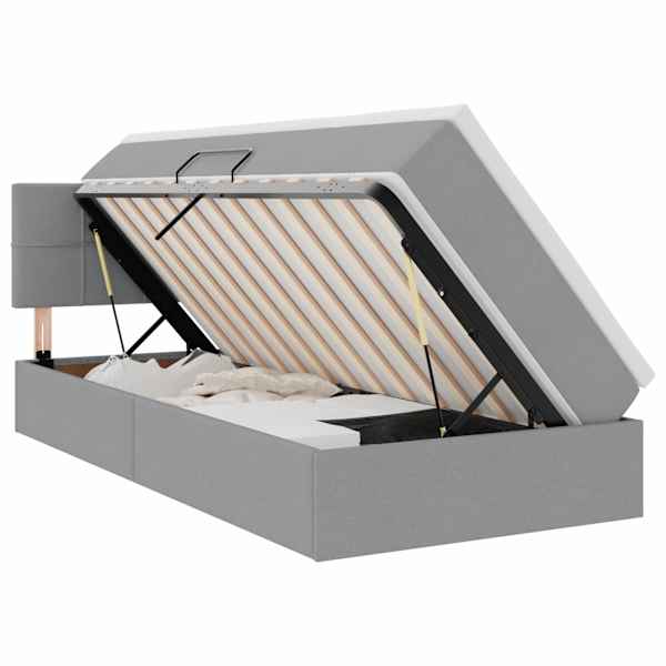 vidaXL Voodi hoiukohaga ja madratsiga peaga Helehall 90 x 190 cm Samet