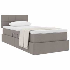 Postel s úložným prostorem a matrací s čelo Taupe 90 x 200 cm - obrázek 3