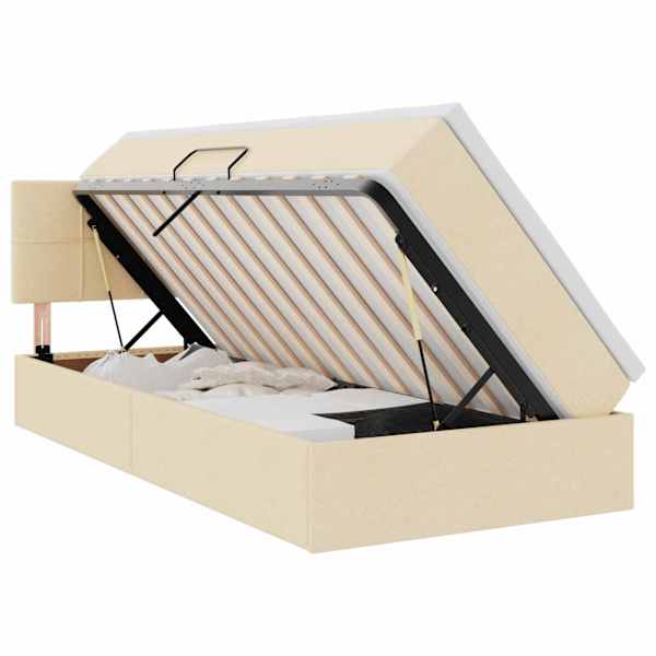vidaXL Voodi hoiukohaga ja madratsiga peaga Kreem 90 x 200 cm Samet